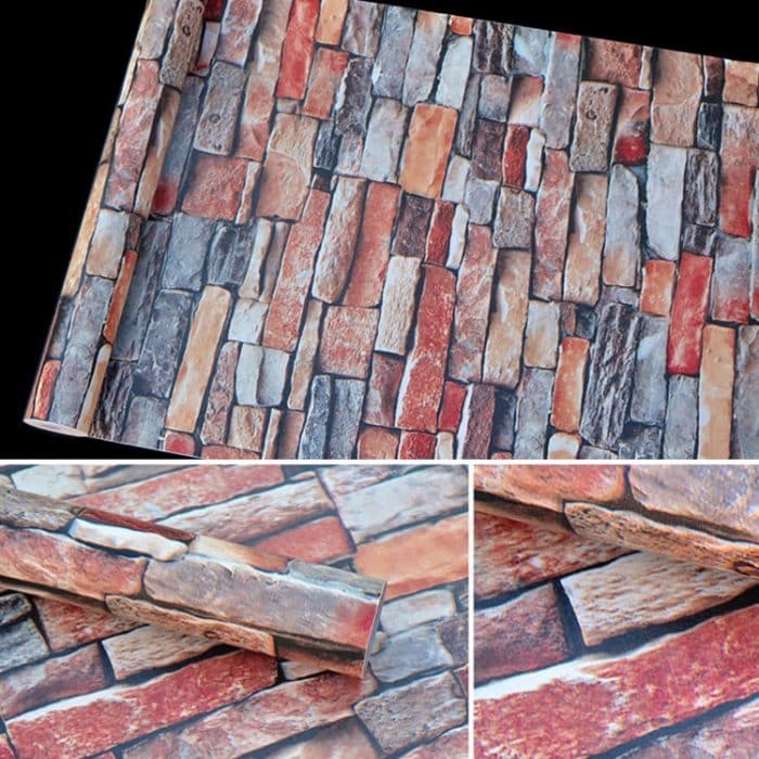 Kreative 3D-Farbe Stein Ziegel Dekoration Tapetenaufkleber Schlafzimmer Wohnzimmer Wand Wasserdichte Tapetenrolle, Größe: 45 x 1000 cm – Bild 3