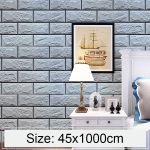 Silver Grey Brick Kreative 3D Stone Brick Dekoration Tapetenaufkleber Schlafzimmer Wohnzimmer Wand Wasserdichte Tapetenrolle, Größe: 45 x 1000cm