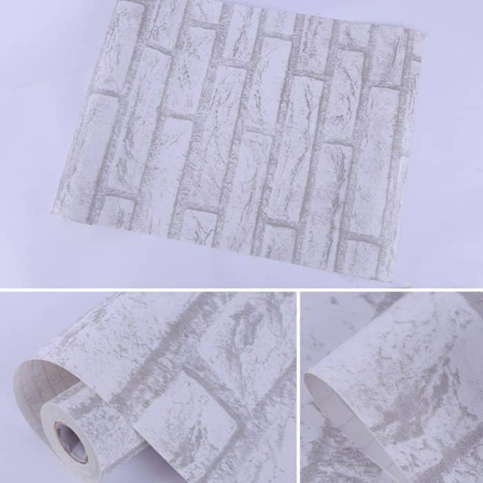 Weißer Backstein Kreative 3D Steinziegel Dekoration Tapetenaufkleber Schlafzimmer Wohnzimmer Wand Wasserdichte Tapetenrolle, Größe: 45 x 1000cm – Bild 3