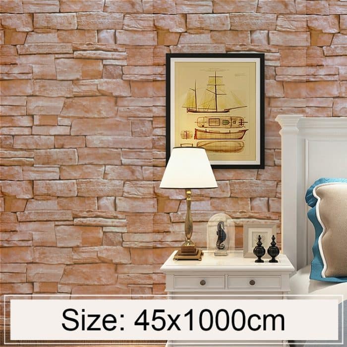 Schiefer Kreative 3D Stein Ziegel Dekoration Tapetenaufkleber Schlafzimmer Wohnzimmer Wand Wasserdichte Tapetenrolle, Größe: 45 x 1000cm – Bild 4