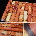 Regenbogen Stein Regenbogen Stein Kreative 3D Stein Ziegel Dekoration Tapetenaufkleber Schlafzimmer Wohnzimmer Wand Wasserdichte Tapetenrolle, Größe: 45 x 1000cm – Bild 3