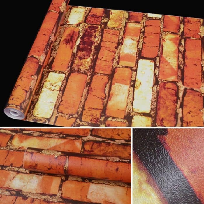 Regenbogen Stein Regenbogen Stein Kreative 3D Stein Ziegel Dekoration Tapetenaufkleber Schlafzimmer Wohnzimmer Wand Wasserdichte Tapetenrolle, Größe: 45 x 1000cm – Bild 3