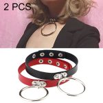 2 PCS Punk O-förmiger Big Ring im europäischen und amerikanischen Stil Beliebte Lederhalskette, zufällige Farblieferung