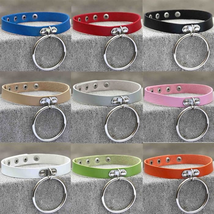 2 PCS Punk O-förmiger Big Ring im europäischen und amerikanischen Stil Beliebte Lederhalskette, zufällige Farblieferung – Bild 3