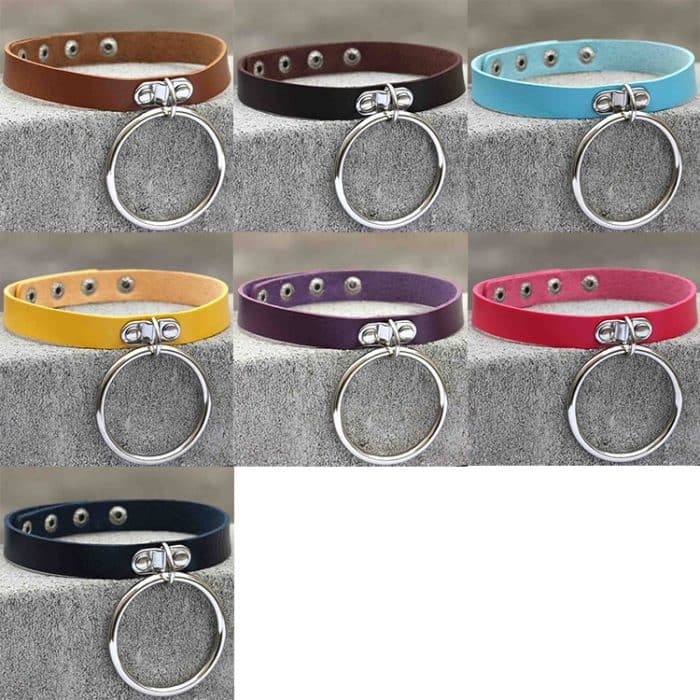 2 PCS Punk O-förmiger Big Ring im europäischen und amerikanischen Stil Beliebte Lederhalskette, zufällige Farblieferung – Bild 4