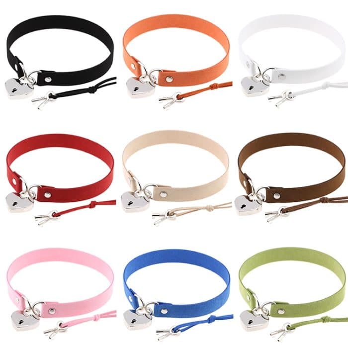 Einfaches Punk-Stil-Love-Lock-Flanell-Sexy-Halsband, zufällige Farblieferung – Bild 3