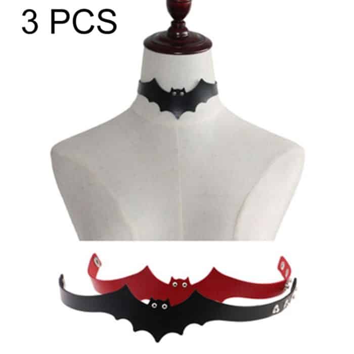3 PCS European and American Style Beliebte Fledermaus Styling Leder Halskette Kragen, zufällige Farblieferung – Bild 1