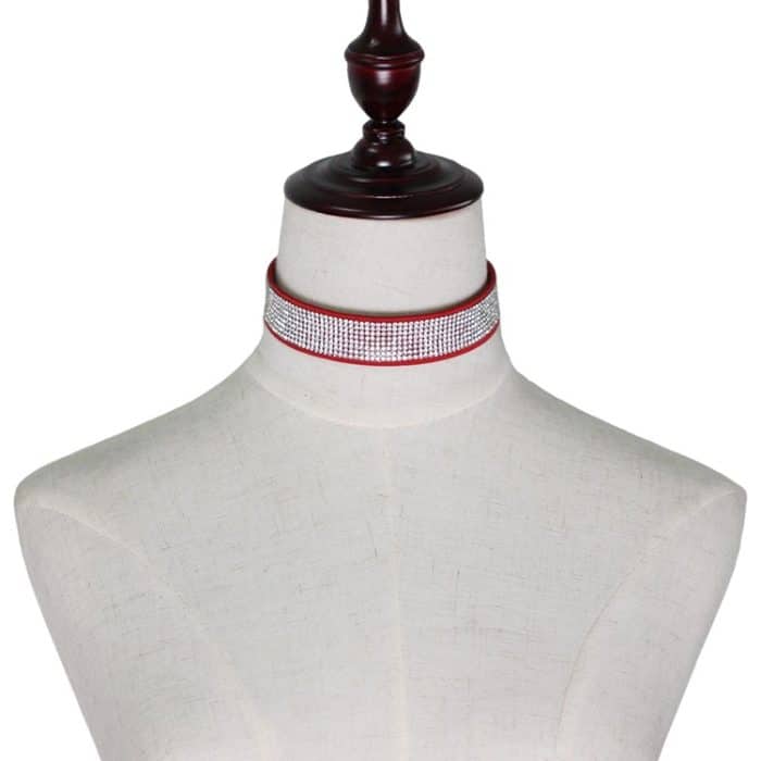 2 PCS europäische und amerikanische beliebte Mode Flanell Diamanten Halskette Kragen, zufällige Farblieferung – Bild 7