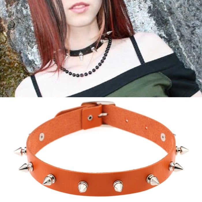 2 PCS Punk Style Fashion Street Dance Rock Leder Niet Halskette Kragen, zufällige Farblieferung – Bild 1