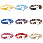 Punk-Stil, modisch, herzförmig, Lederniet-Halsband, zufällige Farblieferung – Bild 3