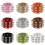2 PCS europäische und amerikanische Punk-Mode Mode übertrieben konische Spitze 3 Reihen Nieten Lederarmband, zufällige Farblieferung – Bild 2