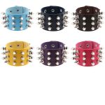 2 PCS europäische und amerikanische Punk-Mode Mode übertrieben konische Spitze 3 Reihen Nieten Lederarmband, zufällige Farblieferung – Bild 3
