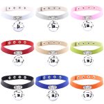 2 Stück japanischer Punk-Stil, Rock-Lederhalsband, Glöckchen-Anhänger, weibliche Schlüsselbein-Halskette, zufällige Farblieferung – Bild 2