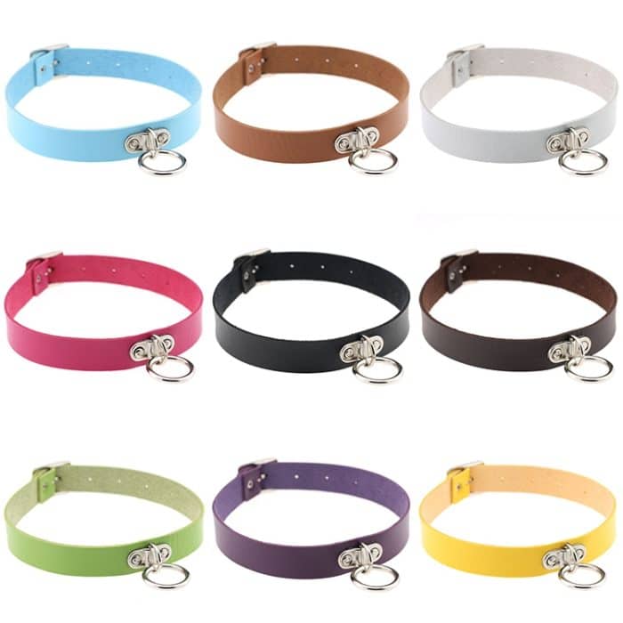 2 PCS Harajuku Punk Style Nieten Heart Lock Kragen Mode Trendy Leder Halskette, zufällige Farblieferung – Bild 2