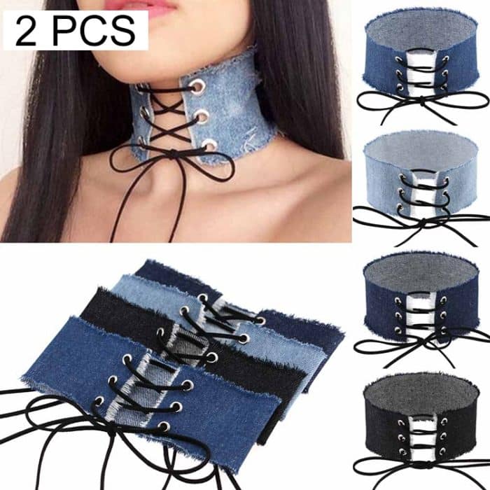 2 PCS europäische und amerikanische Retro-Persönlichkeit Grat Krawatte Bowknot Cowboy-Kragen Mode breite Kragen Knochen Halskette, zufällige Farblieferung – Bild 1