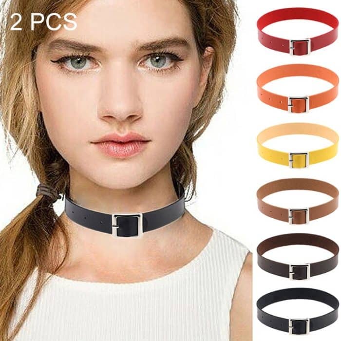 HC2449.jpg 2 PCS Sweet Retro Harajuku Punkrock Lederhalsband Fashion Female Collar Bone Halskette, Random Color Delivery – Bild 1
