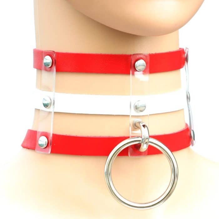 HC2451L.jpg Harajuku Mode Punk Gothic Nieten Kragen Hand 3-reihen Caged Leder Kragen Halskette – Bild 1