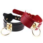 Europäische und amerikanische Harajuku-PU-Leder-Gold-Einzelring-Kragen-breite Street-Snap-Nachtclub-O-förmige Halsband-Halskette – Bild 2
