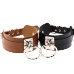 Europäische und amerikanische Harajuku-PU-Leder-Silber-Einzelring-Kragen-breite Street-Snap-Nachtclub-O-förmige Halsband-Halskette – Bild 2