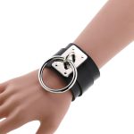 Europäische und amerikanische Harajuku-PU-Leder-Silber-Einzelring-Kragen-breite Street-Snap-Nachtclub-O-förmige Halsband-Halskette – Bild 4