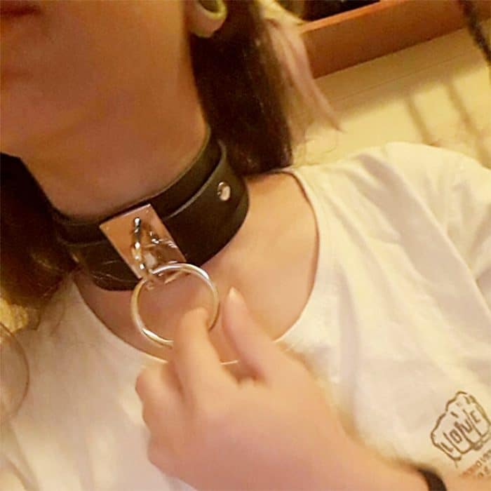 Europäische und amerikanische Harajuku-PU-Leder-Silber-Einzelring-Kragen-breite Street-Snap-Nachtclub-O-förmige Halsband-Halskette – Bild 6
