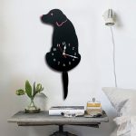 Home Office Schlafzimmer Dekoration Batteriebetriebene Wanduhr in Hundeform mit schwingenden Schwänzen, Größe: 42 x 18 cm, Dog (Black), Dog (White)