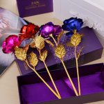 24K Golden Foil Plated Dekoration Rose Künstliche Blume, zufällige Farblieferung – Bild 7