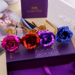 24K Golden Foil Plated Dekoration Rose Künstliche Blume, zufällige Farblieferung – Bild 8