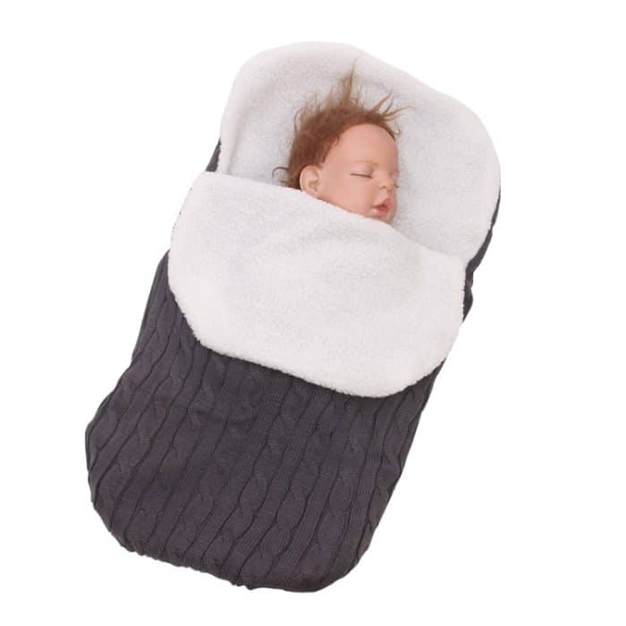 Dicke Baby Swaddle Wrap Stricken Umschlag Schlafsack Neugeborenen Warme Bänder Indoor Infant Kinderwagen Schlafsack – Bild 4