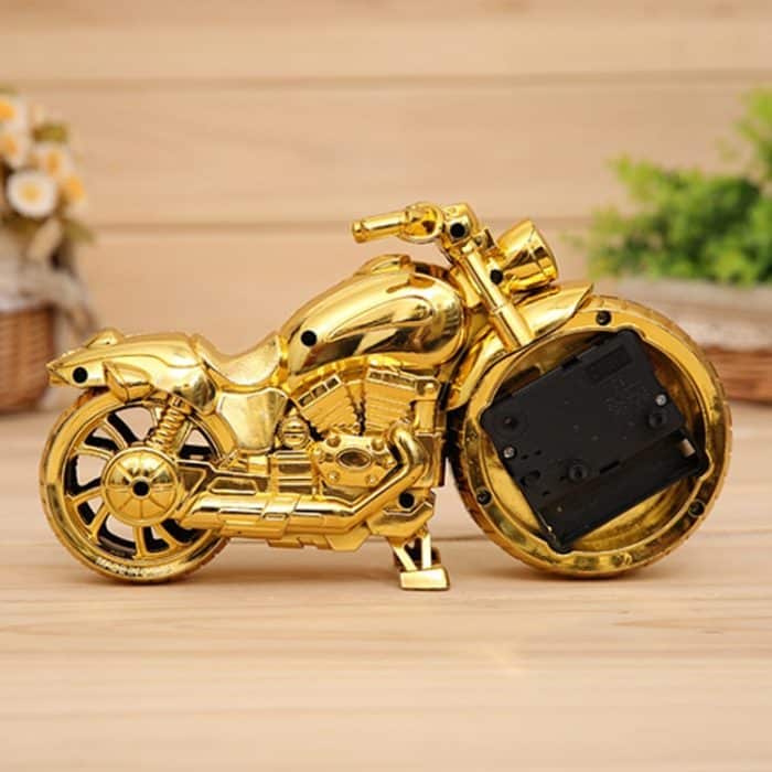 Cartoon Motorrad Wecker Schlafzimmer Kunststoff Zeiger Wecker, Größe: 23 * 13 * 6 cm, Gold, Gold, Red, Black, Gold, Black – Bild 3