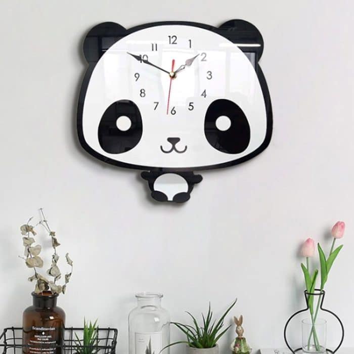 HC2804.jpg Kreative Home Office Schlafzimmer Dekoration Panda Swing Acryl Wanduhr – Bild 1