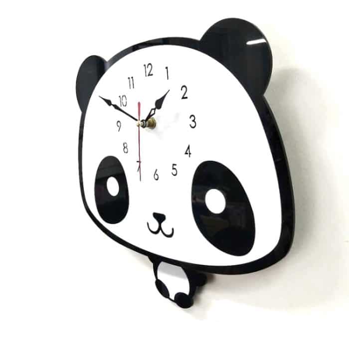 Kreative Home Office Schlafzimmer Dekoration Panda Swing Acryl Wanduhr – Bild 3