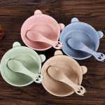 Balglam Baby Weizenstiel Material Schalen + Löffel Kit, zufällige Farb Lieferung – Bild 2