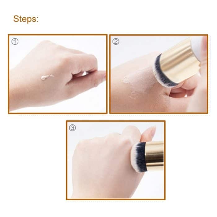 Kurzer Holzgriff, großer runder Kopf, Puffer, Foundation, Puder, Make-up-Pinsel, runder Pinsel, Make-up-BB-Creme-Werkzeuge – Bild 2