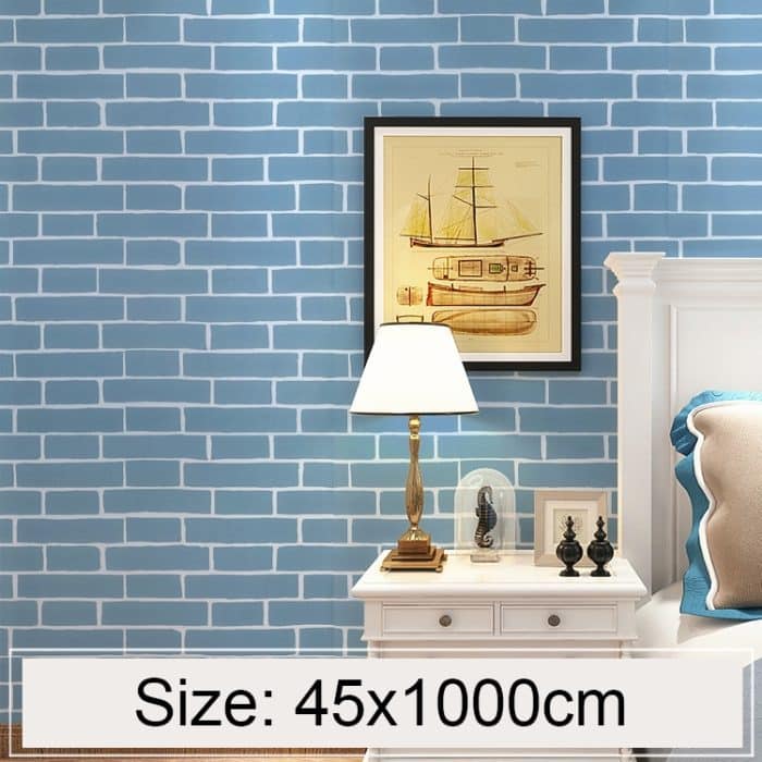 Mediterraner Ziegelstein Kreative 3D Steinziegeldekoration Tapetenaufkleber Schlafzimmer Wohnzimmerwand Wasserdichte Tapetenrolle, Größe: 45 x 1000 cm – Bild 4