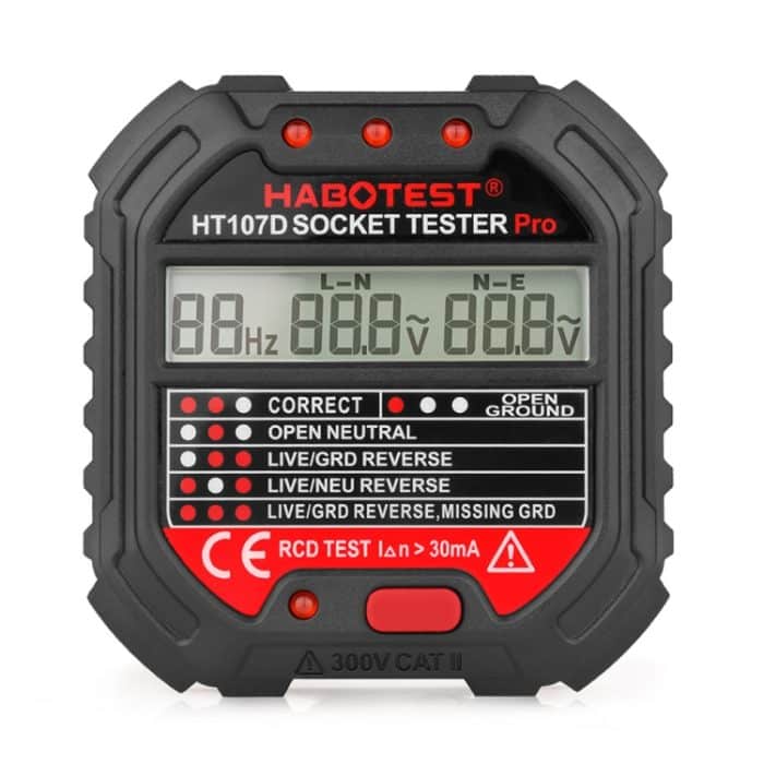 HABOTEST HT107D Multifunktionaler Digitalanzeige-Steckdosentester, HT107D (US Plug), HT107D (UK Plug), HT107D (EU Plug) – Bild 1