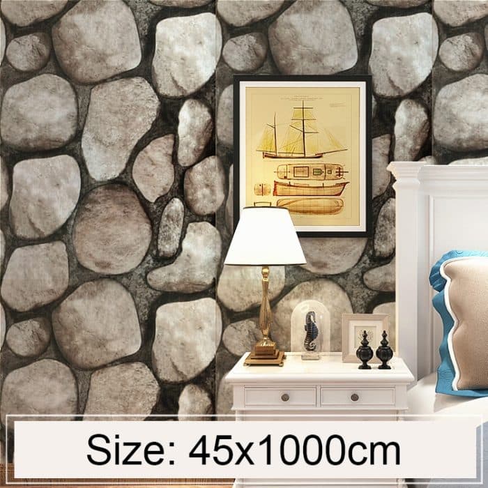 HC6202.jpg Boulder Creative 3D Stein Ziegel Dekoration Tapetenaufkleber Schlafzimmer Wohnzimmer Wand Wasserdichte Tapetenrolle, Größe: 45 x 1000cm – Bild 1