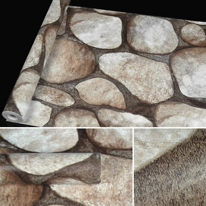 Boulder Creative 3D Stein Ziegel Dekoration Tapetenaufkleber Schlafzimmer Wohnzimmer Wand Wasserdichte Tapetenrolle, Größe: 45 x 1000cm – Bild 3
