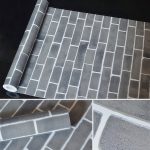 Mediterraner grauer Ziegelstein Kreative 3D-Steinziegeldekoration Tapetenaufkleber Schlafzimmer Wohnzimmerwand Wasserdichte Tapetenrolle, Größe: 45 x 1000 cm – Bild 3