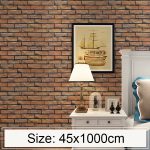 Horizontale Ziegel Kreative 3D Stein Ziegel Dekoration Tapetenaufkleber Schlafzimmer Wohnzimmer Wand Wasserdichte Tapetenrolle, Größe: 45 x 1000cm