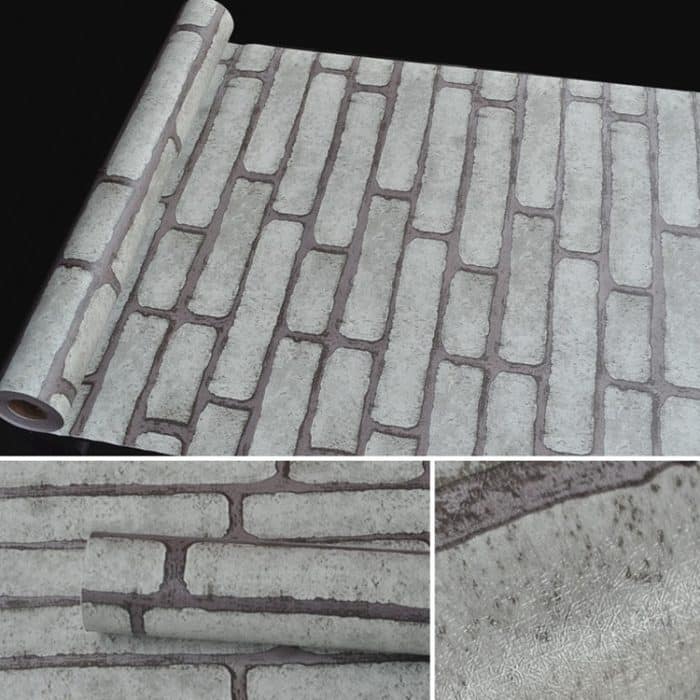 Grauer Backstein Kreative 3D Steinziegel Dekoration Tapetenaufkleber Schlafzimmer Wohnzimmer Wand Wasserdichte Tapetenrolle, Größe: 45 x 1000cm – Bild 3