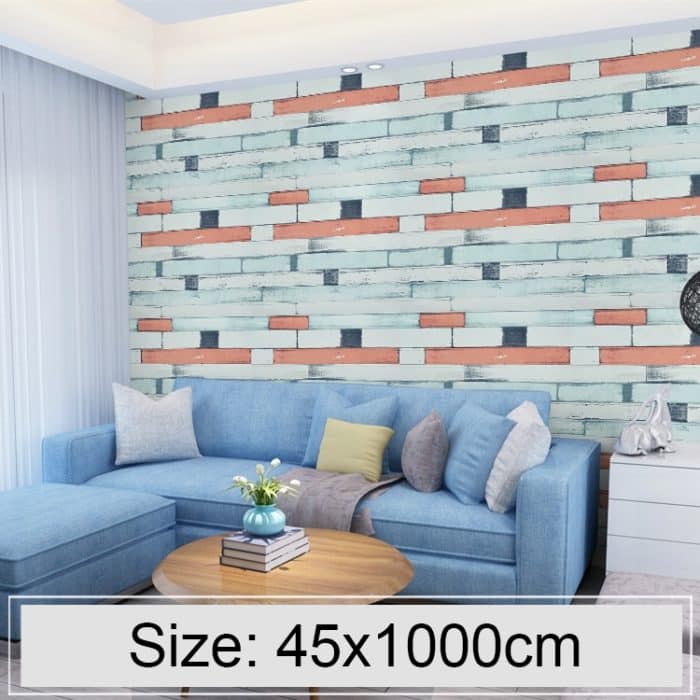 Holz Stein Kreative 3D Stein Ziegel Dekoration Tapetenaufkleber Schlafzimmer Wohnzimmer Wand Wasserdichte Tapetenrolle, Größe: 45 x 1000cm – Bild 1