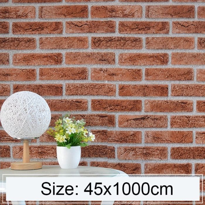 Eisenphosphat Kreative 3D Stein Ziegel Dekoration Tapetenaufkleber Schlafzimmer Wohnzimmer Wand Wasserdichte Tapetenrolle, Größe: 45 x 1000cm – Bild 1