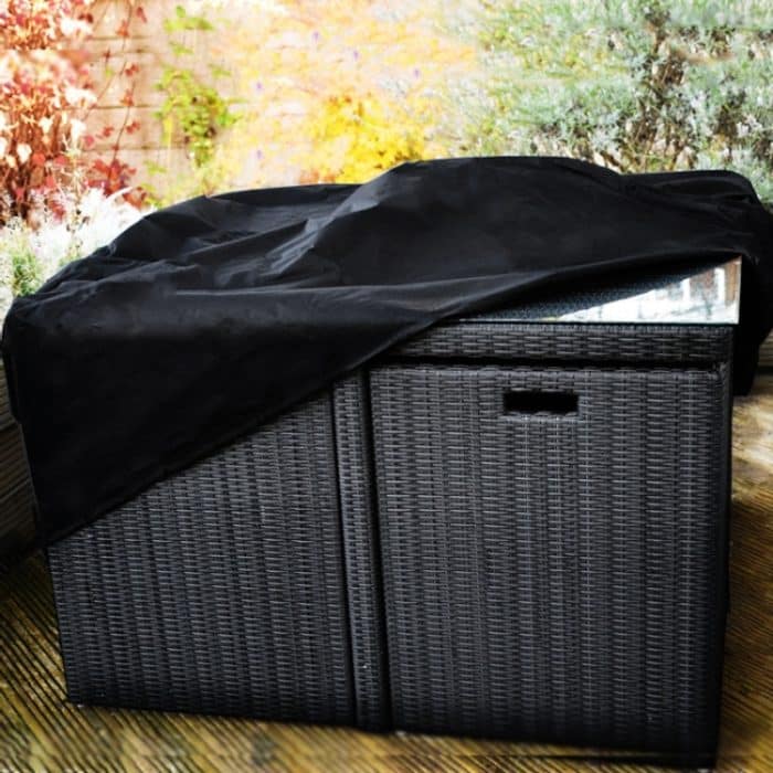 Anti-UV wasserdicht staubdicht 210D Oxford Stoff Klapptisch Stühle Schutzhülle Outdoor Möbel Set Cover, Größe: 213 * 132 * 74cm (Schwarz) – Bild 6