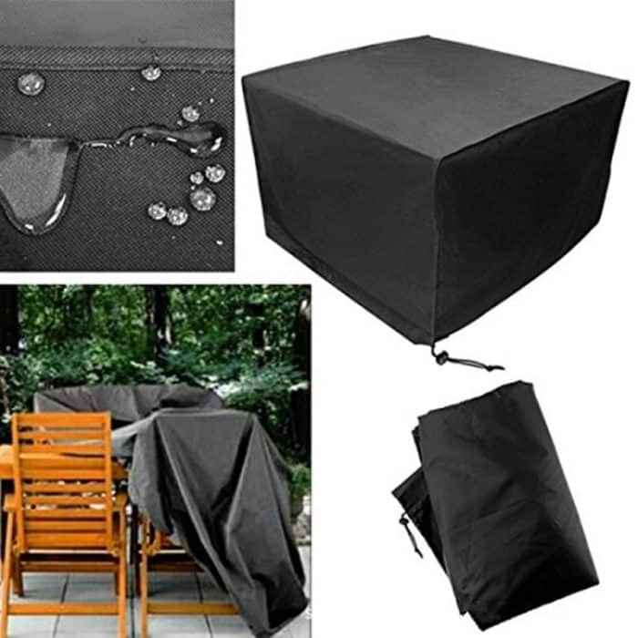 Anti-UV wasserdicht staubdicht 210D Oxford Stoff Klapptisch Stühle Schutzhülle Outdoor Möbel Set Abdeckung, Größe: 242 * 162 * 100cm (Schwarz) – Bild 7