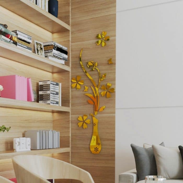 2-teiliges kreatives 3D-Vasen-Stil-Spiegel-DIY-Wandaufkleber-Set, Größe: 40 x 60 cm – Bild 2