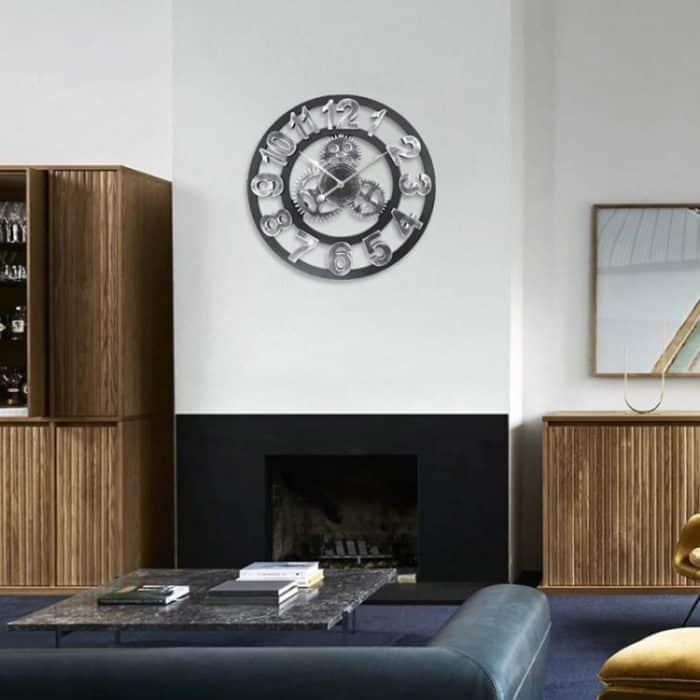 Retro-hölzerne runde einseitige Zahnraduhr mit arabischen Zahlen, Durchmesser: 30 cm, Number 30cm – Bild 7