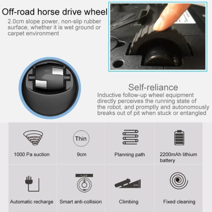 FD-3RSW (IC) CS 1000Pa Intelligenter Haushaltsstaubsauger-Reinigungsroboter mit großer Saugleistung – Bild 9