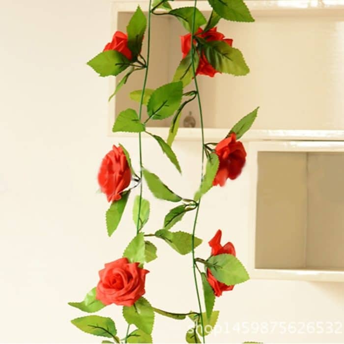 Simulation von Rattanblumen Künstliche Blumen Gefälschte Simulation Champagner Rose Ivy Vine Hangings Girlanden für Hochzeitsdekoration zu Hause, Länge: 2,5 m, zufällige Farblieferung – Bild 2