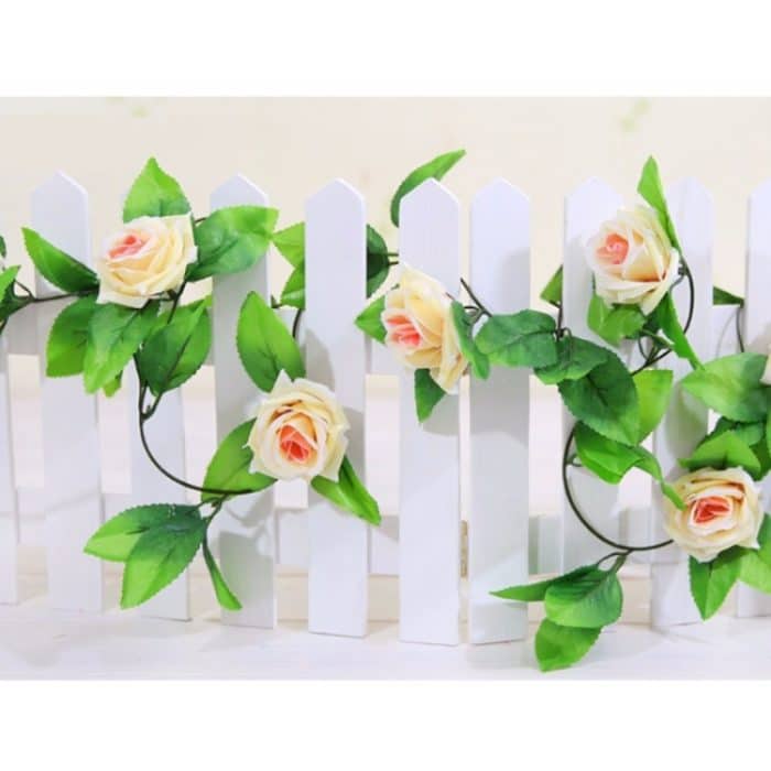 Simulation von Rattanblumen Künstliche Blumen Gefälschte Simulation Champagner Rose Ivy Vine Hangings Girlanden für Hochzeitsdekoration zu Hause, Länge: 2,5 m, zufällige Farblieferung – Bild 5